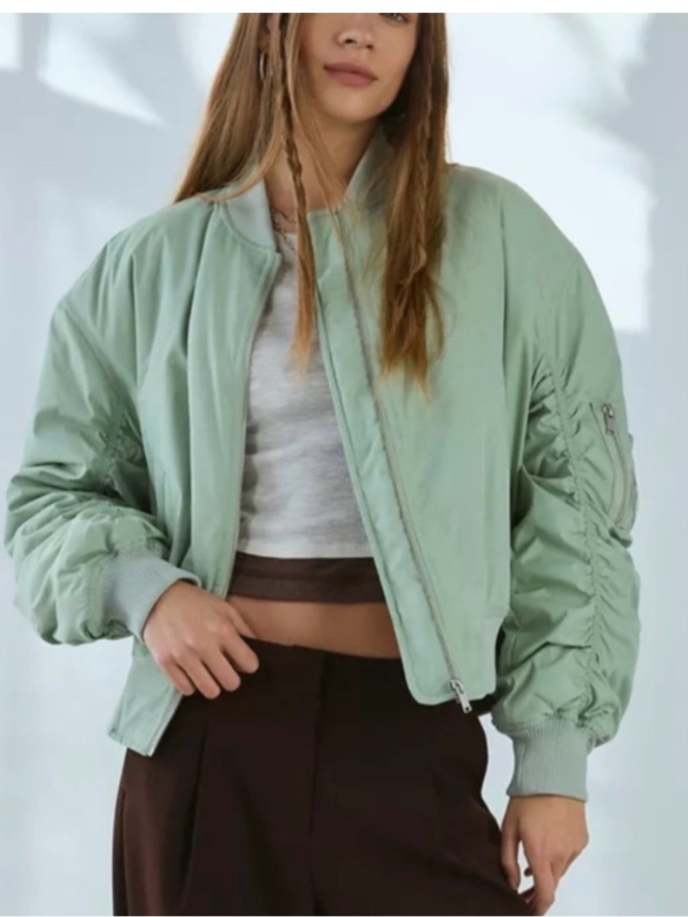 Urban Outfitters BDG Charlie Barrel Sleeve OVERSIZED Bomber Jacket size M